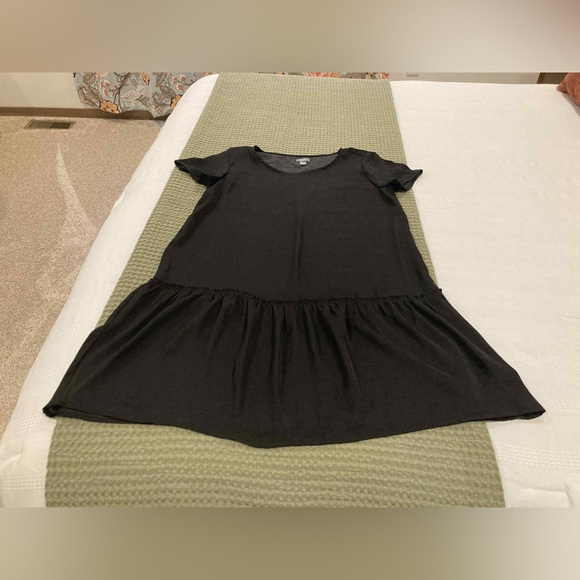 Womens aerie black short sleeve midi dress swimsuit beach cover pleat ruffle s - Picture 4 of 7